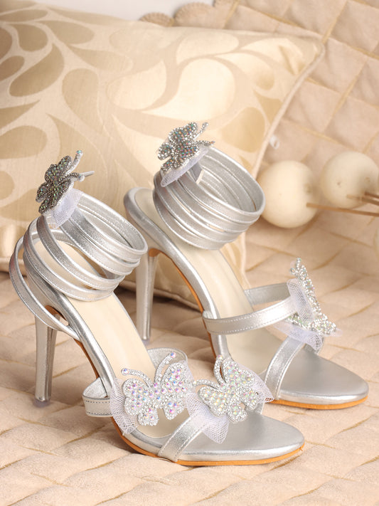 Glam Crystal Flower High Heel Sandals