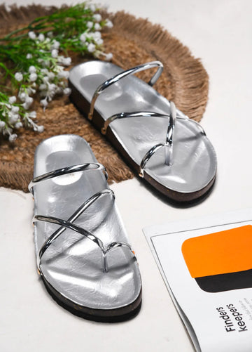 Minimal Luxe Metallic Slip-On Sandals