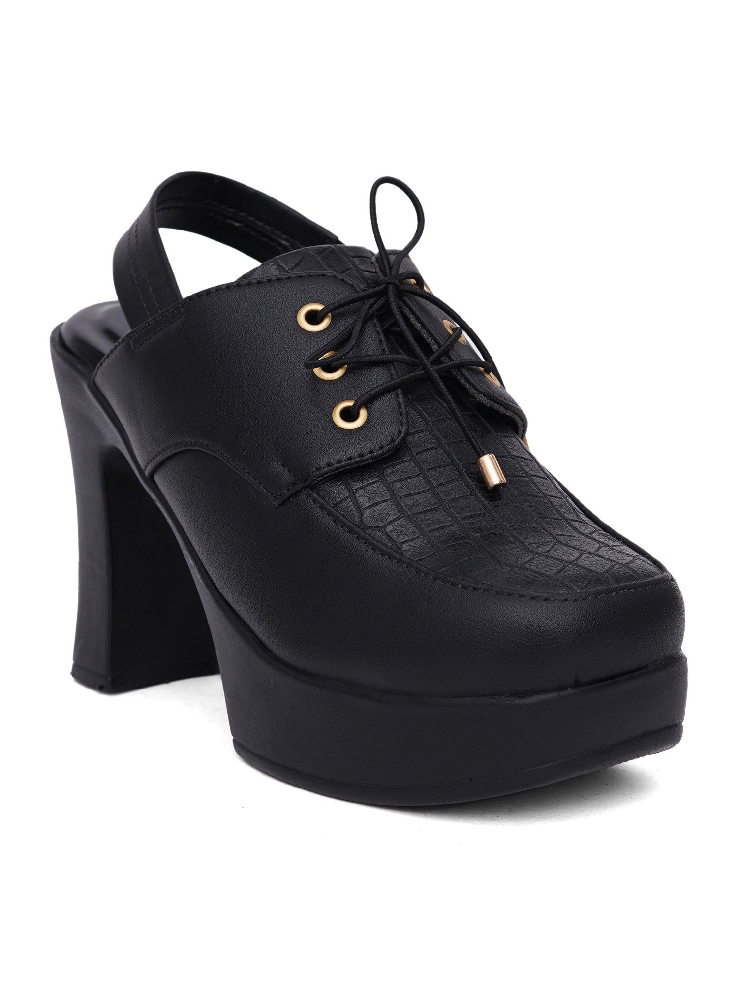 Retro Lace-Up Slingback Chunky Block Heel Pumps