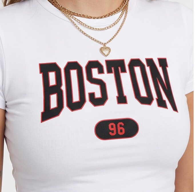 Boston 96 Graphic Crop T-Shirt-White