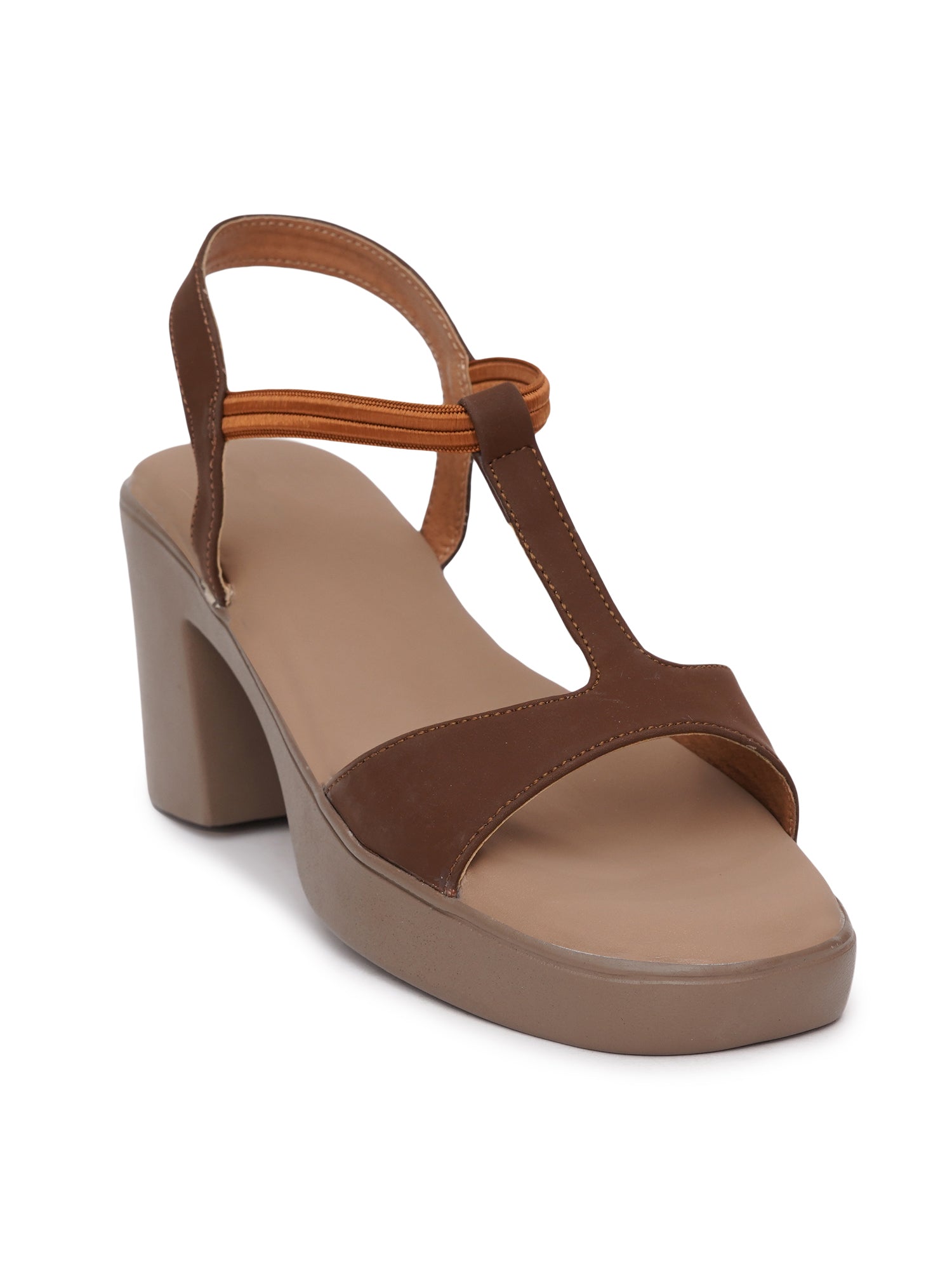 Exotic T-Strap Chunky Block Heel Sandals