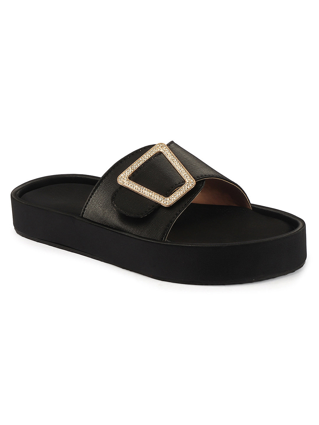 Minimal Buckle Slides Cushioned Everyday Comfort Flats