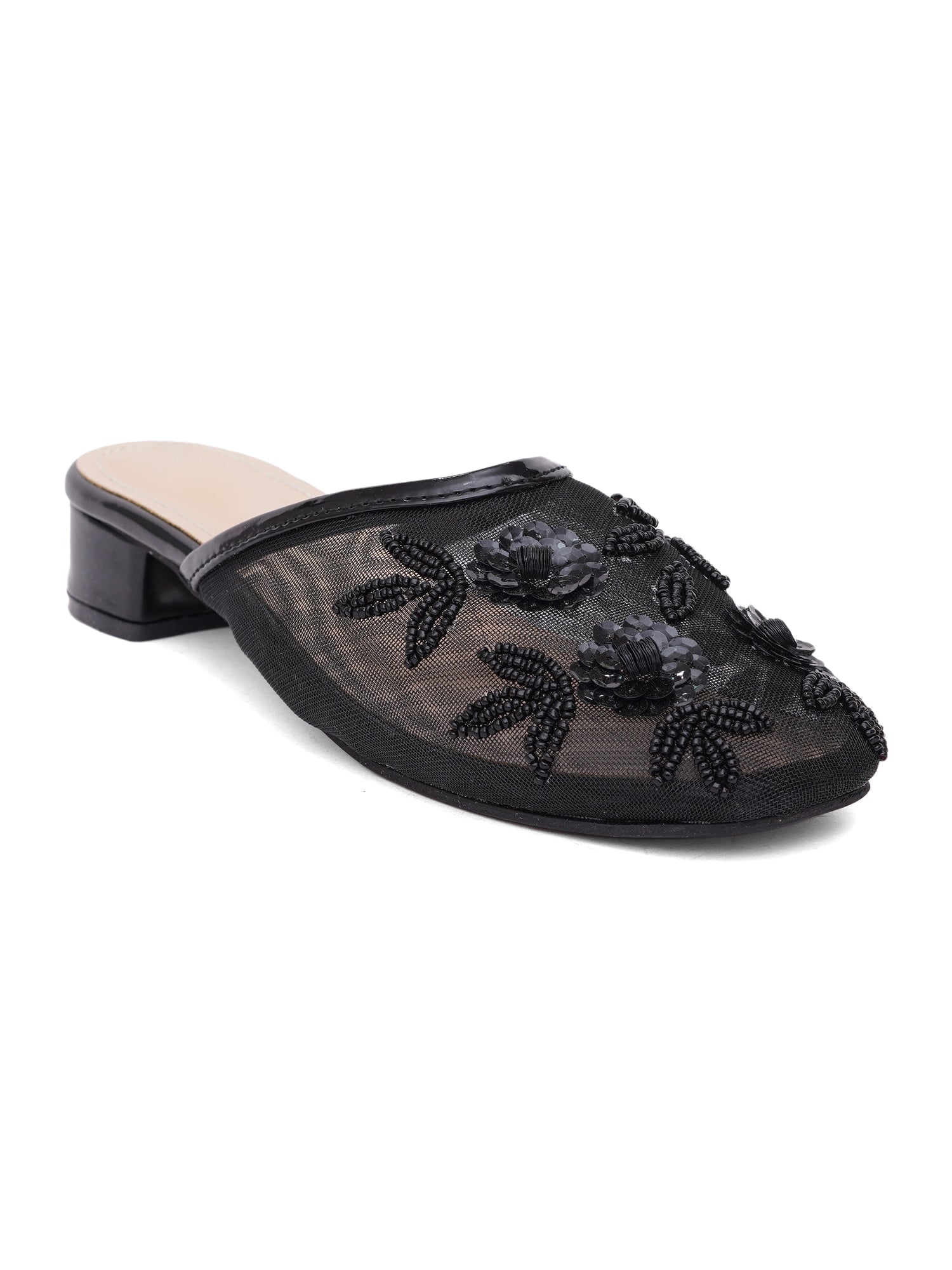 Handcrafted Embellished Beaded Floral Mules