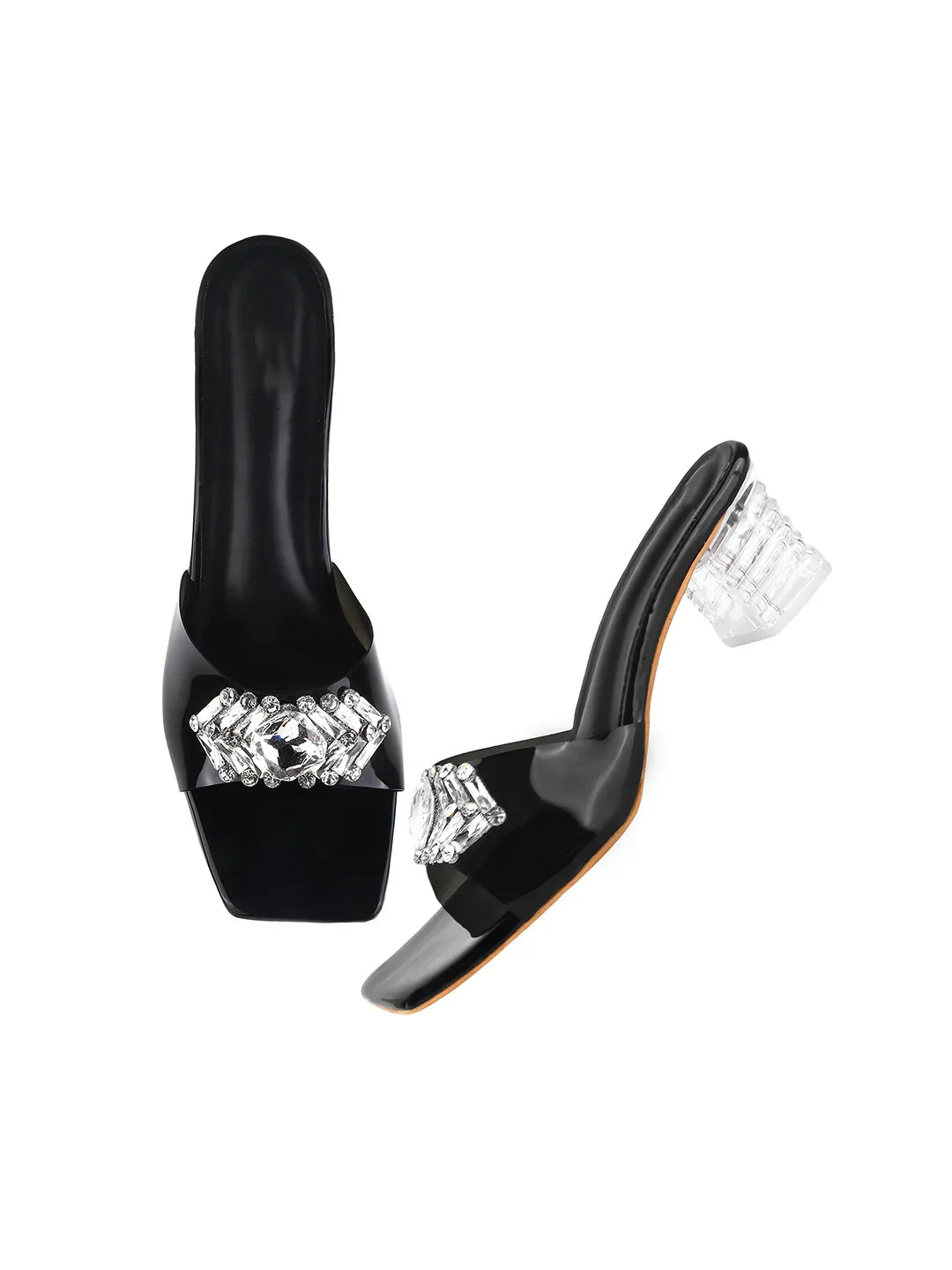 Elegant Crystal Buckle Heels