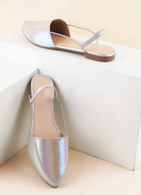 Elegance Metallic Pointed Slingback Flats