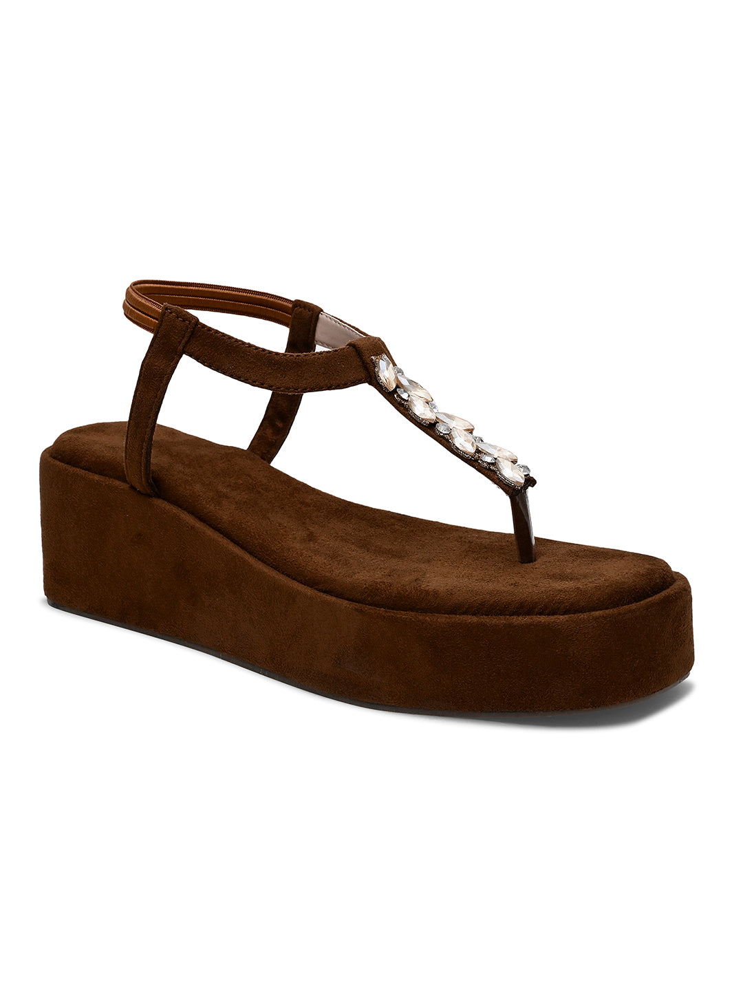 Crystal Embellished Detail Wedge Comfort Heels