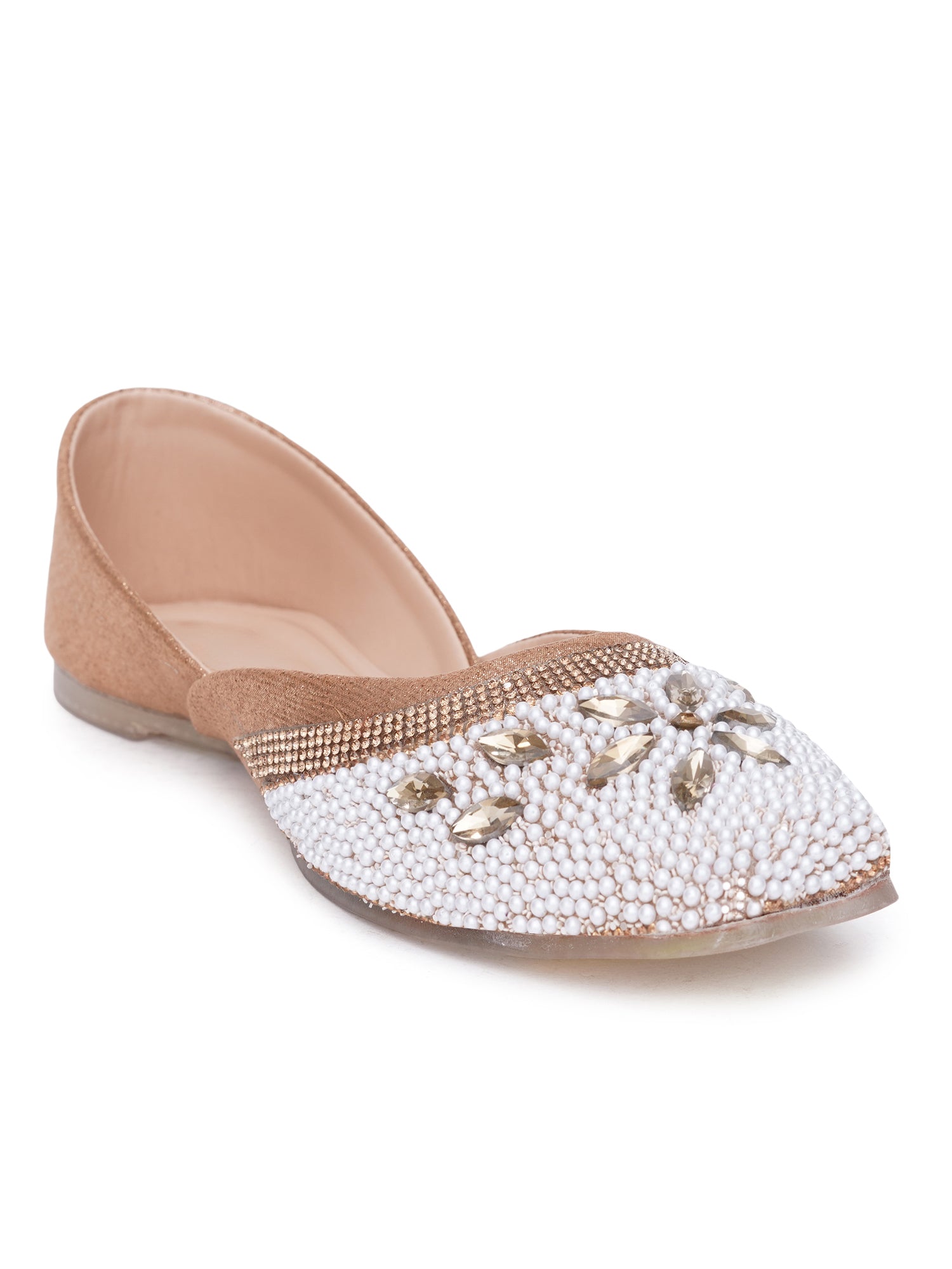 Floral Spark pearls & stone Embellished Ethnic Juttis