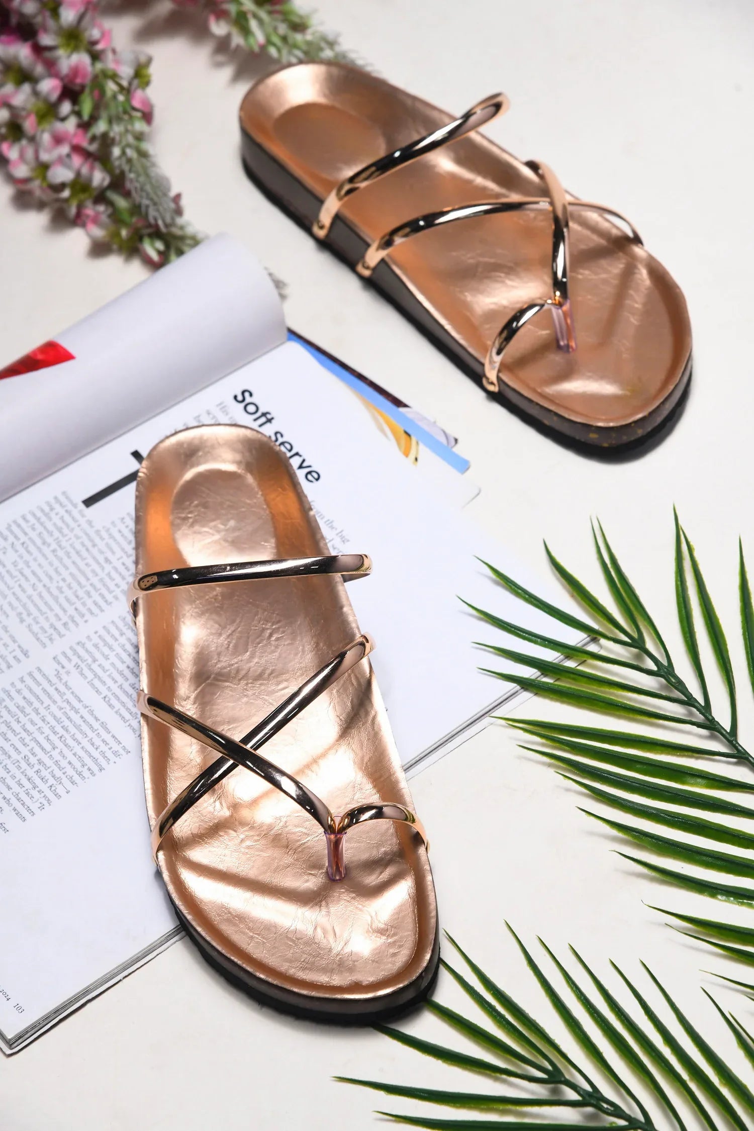 Minimal Luxe Metallic Slip-On Sandals