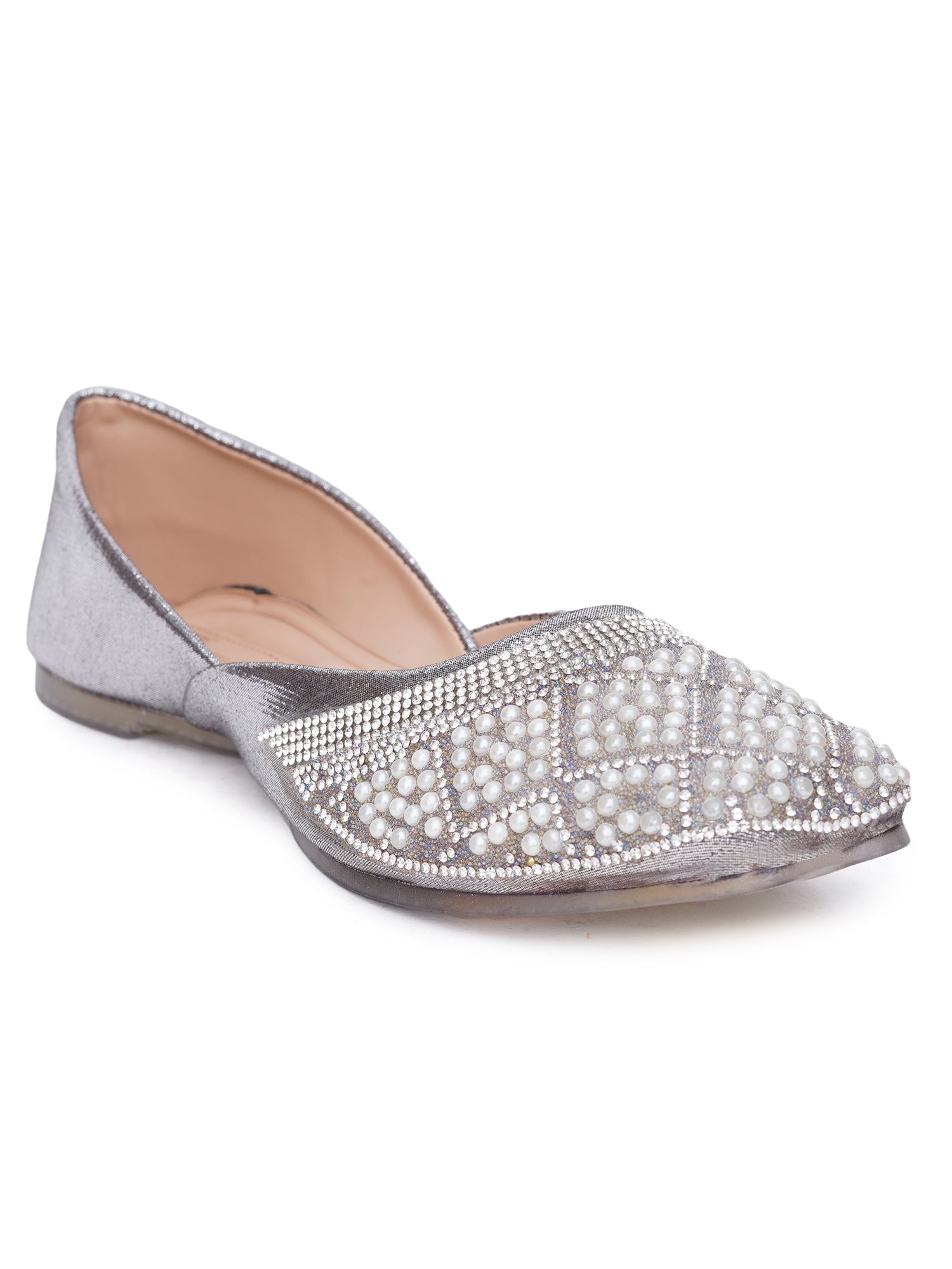 Pearl Muse Square Embellished Desi Juttis