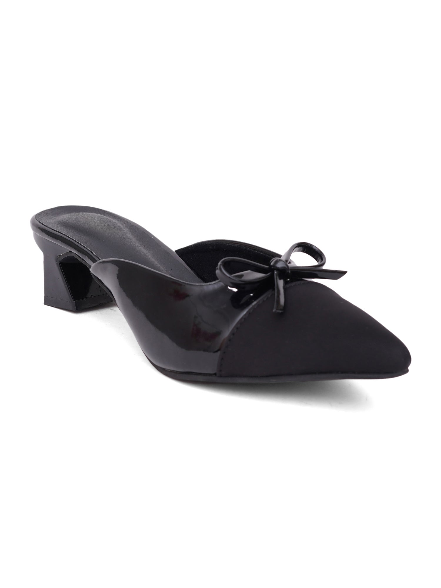 Elegant Pointed Toe Mule Heels with Bow Detail