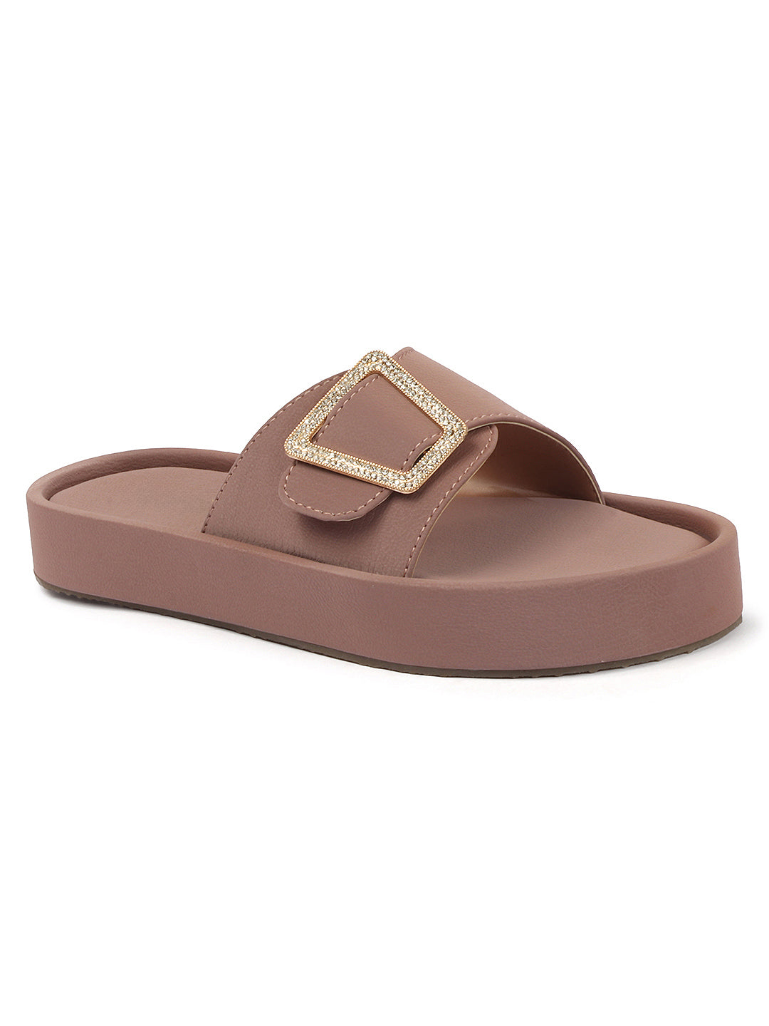Minimal Buckle Slides Cushioned Everyday Comfort Flats