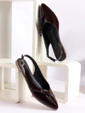 Glossy Pointed Toe Slingback Flat Mules