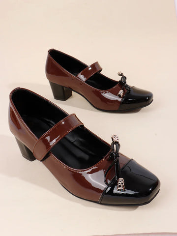 Classic Strap Detail Mid Heel Shoes