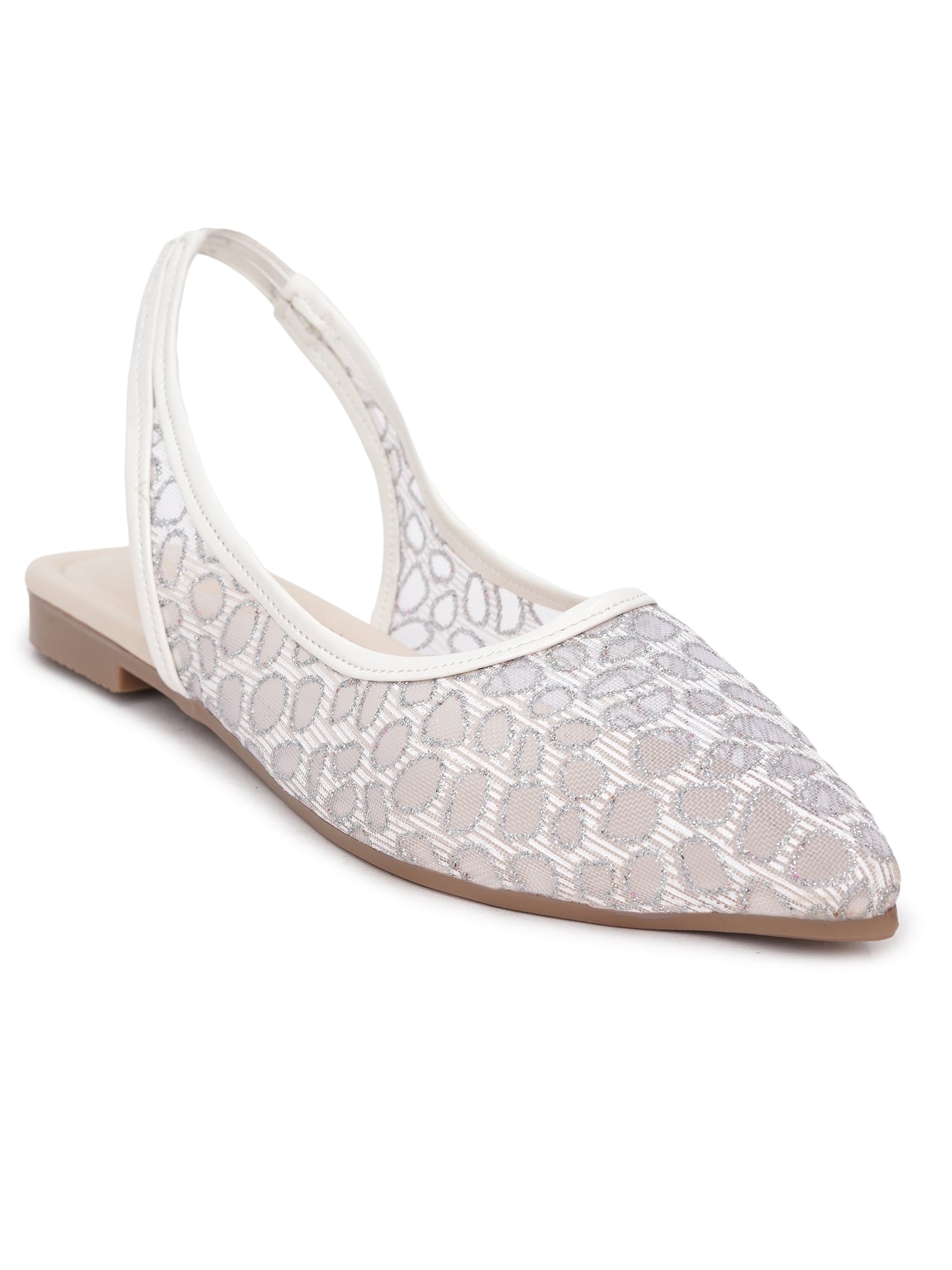 Glitter Embellished Pointed Toe Slingback Mules