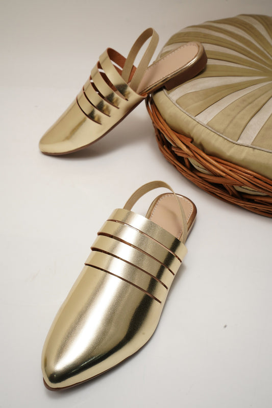 Women Metallic Slingback Mule with Pointed Toe