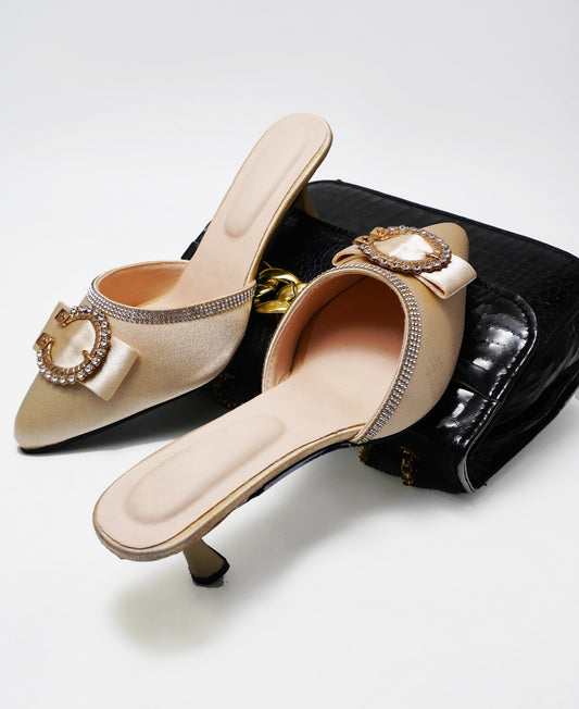 Stylish Pointed Toe Slip-On Heels for Women – Buckle Detail