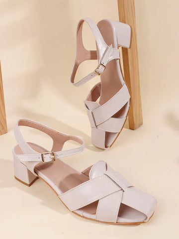 Minimal Strap Casual Block Heel Sandals
