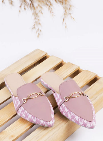Printed Slip-On Mule with Metal Detail