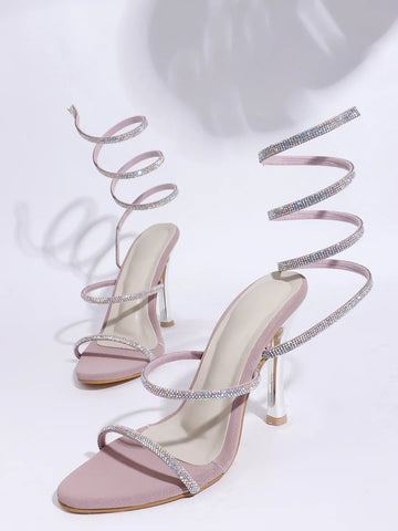 Glam Studded Bow Pointed Slingback Heels