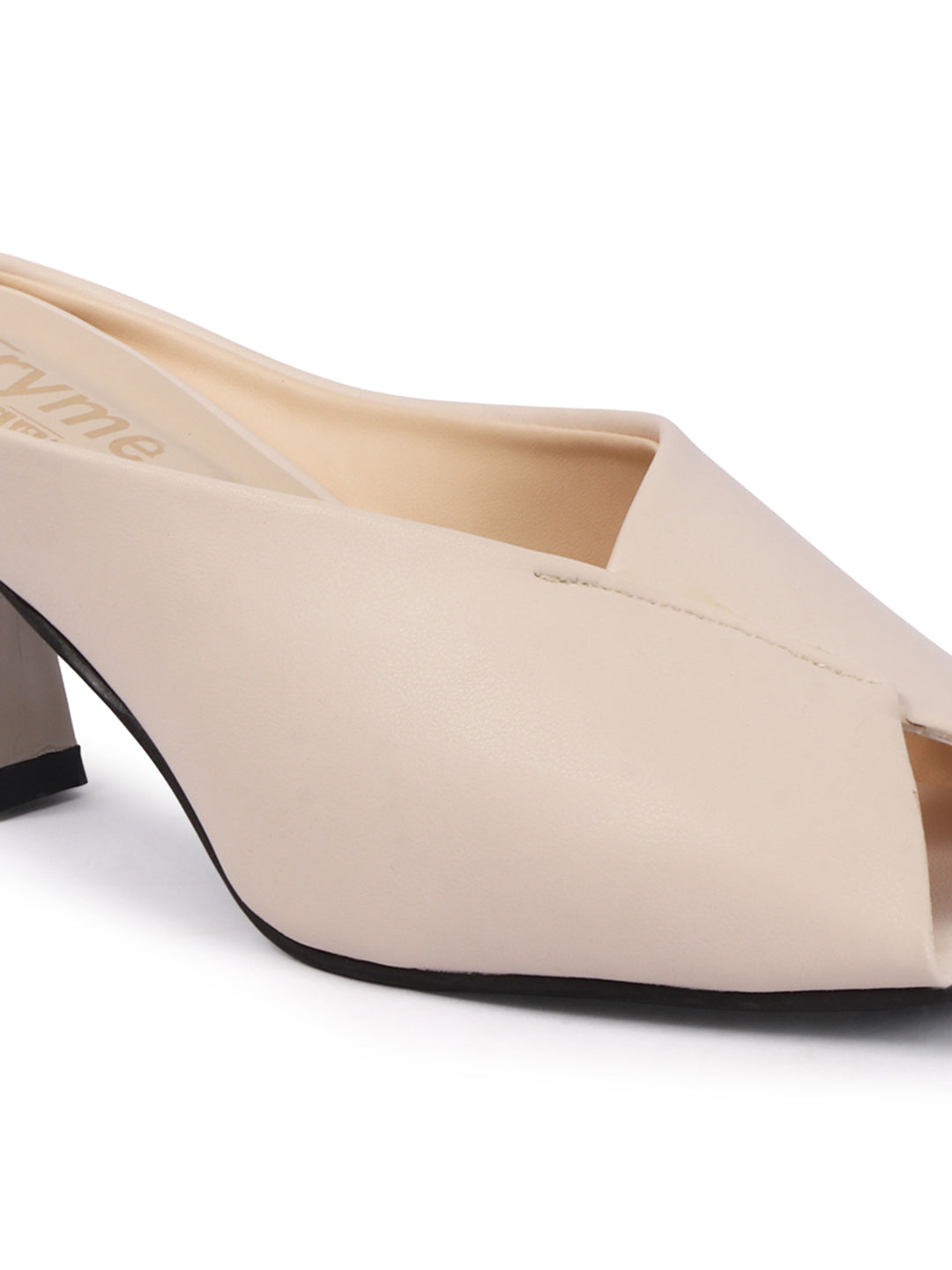 Curve Charm Twisted Upper Square Toe Heel Mules