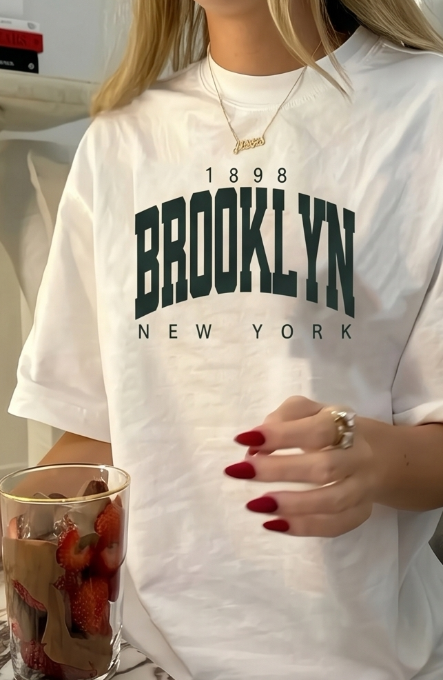 Oversized Brooklyn New York Typography Printed T-Shirt