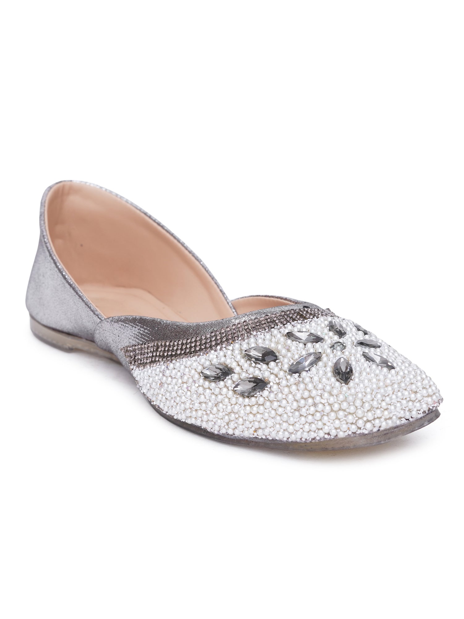 Floral Spark pearls & stone Embellished Ethnic Juttis