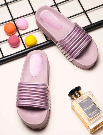 Textured Wide Strap Slides