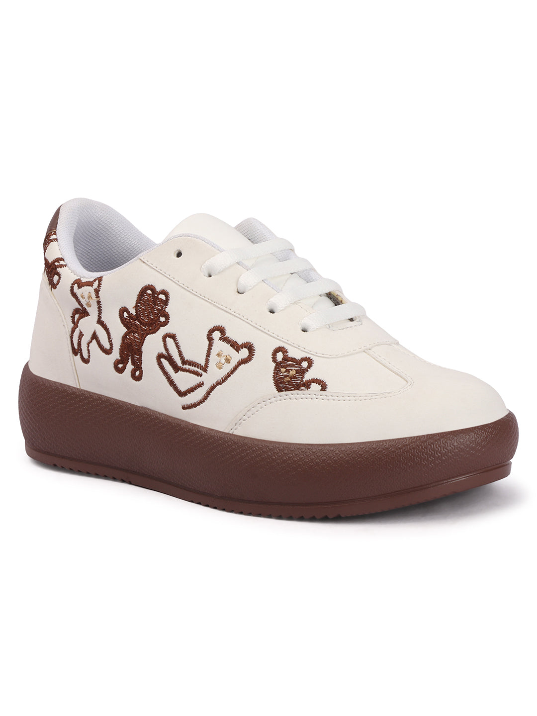 Trendy Teddy Embroidered Platform Sneakers