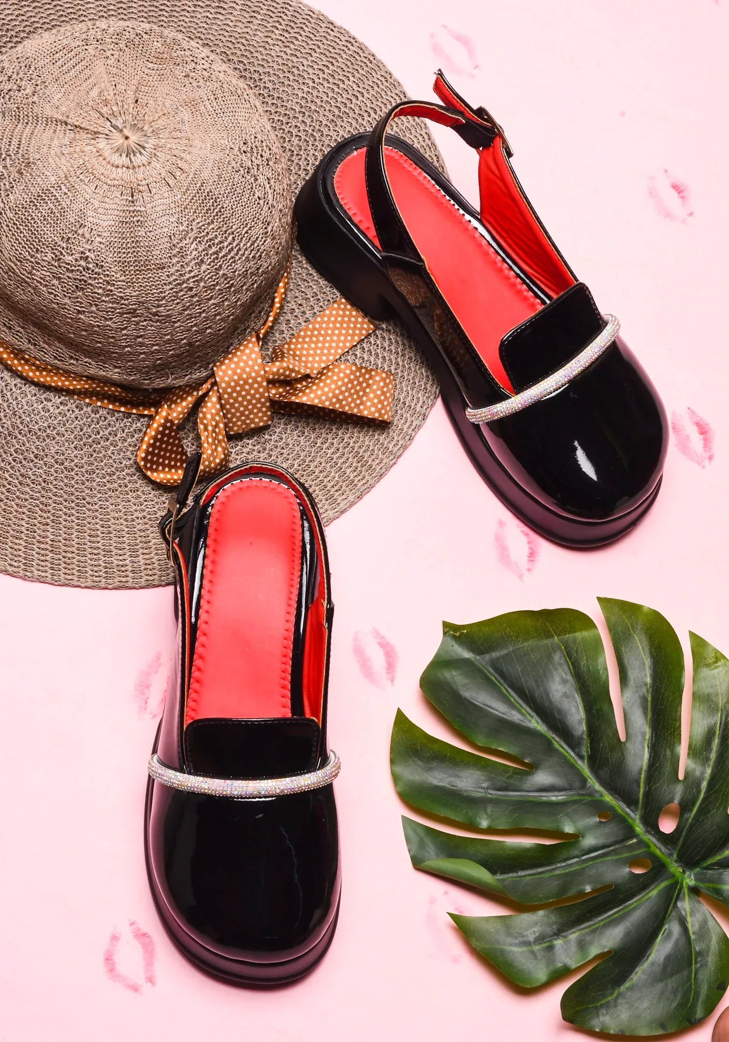 Classic Glossy Block Heel Pumps for Women