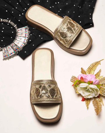 Royal Embroidery Comfort Platform Flats
