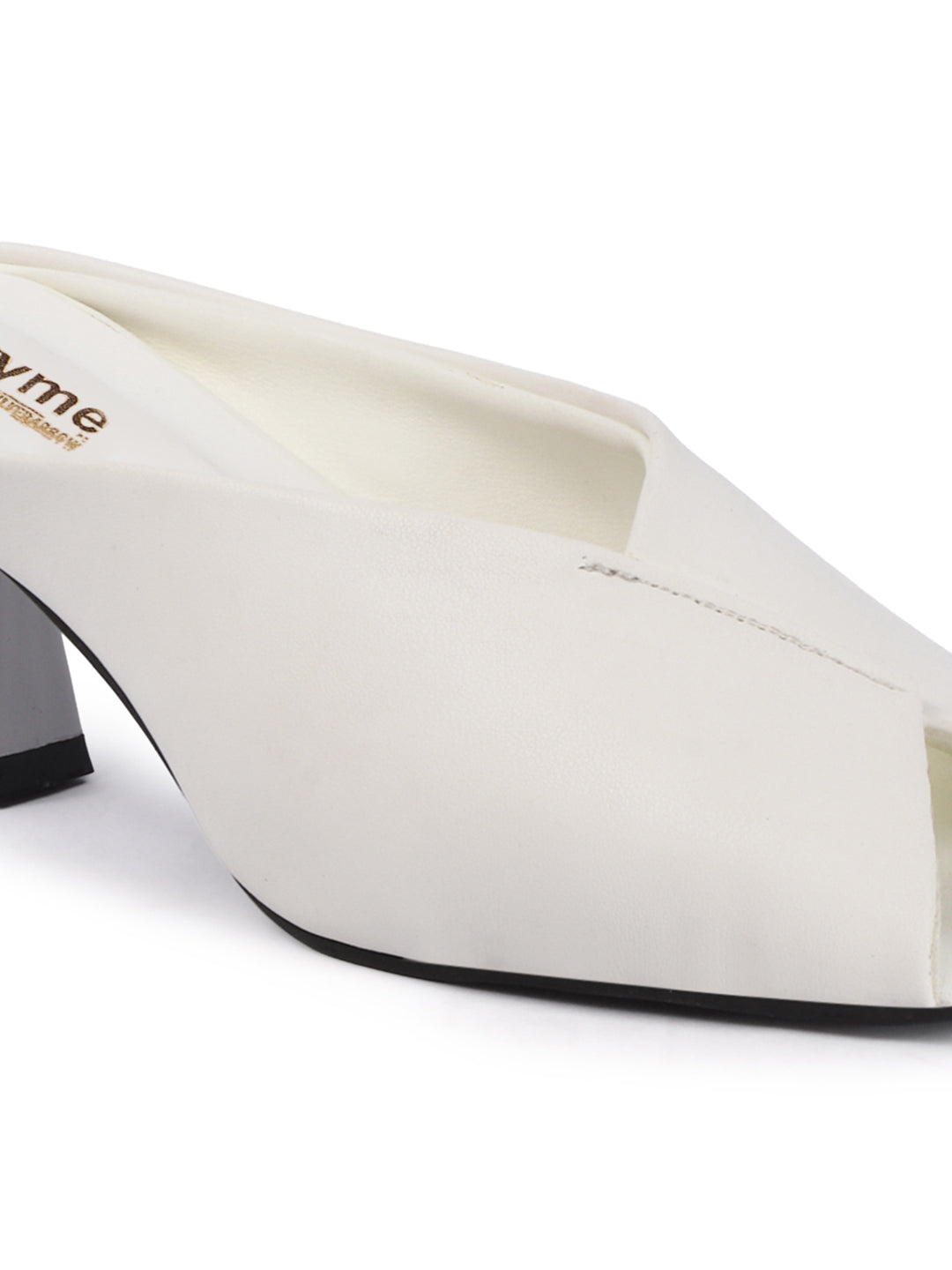 Curve Charm Twisted Upper Square Toe Heel Mules