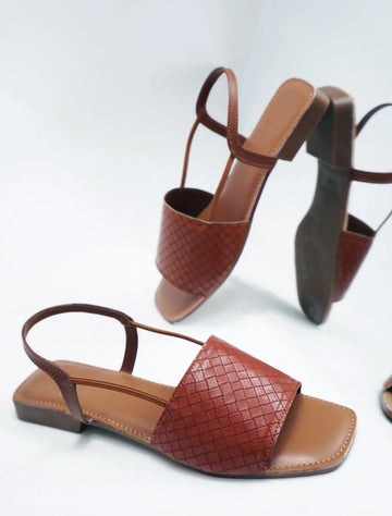 Elegant Weave Detail Flat Sandals