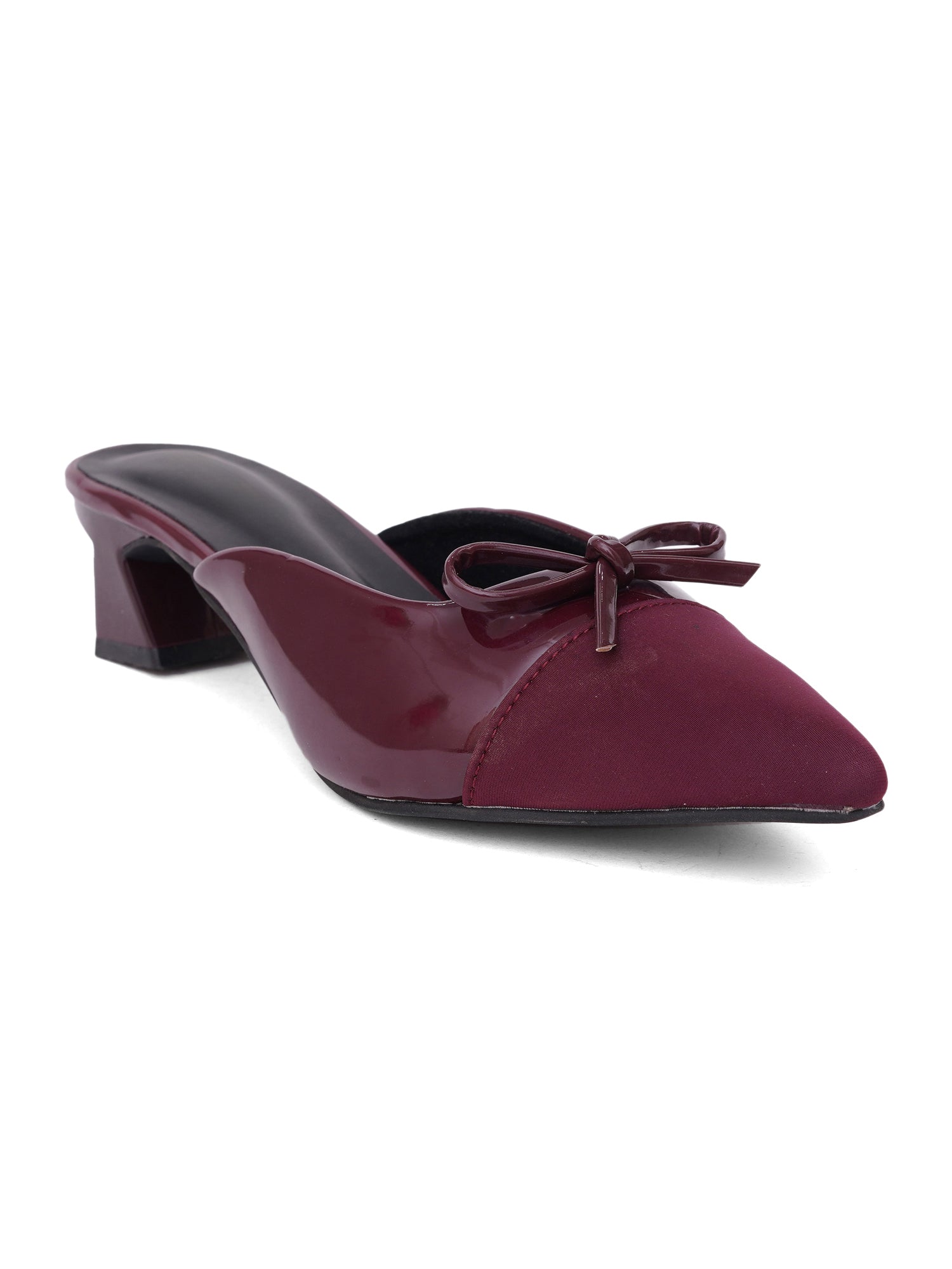 Elegant Pointed Toe Mule Heels with Bow Detail