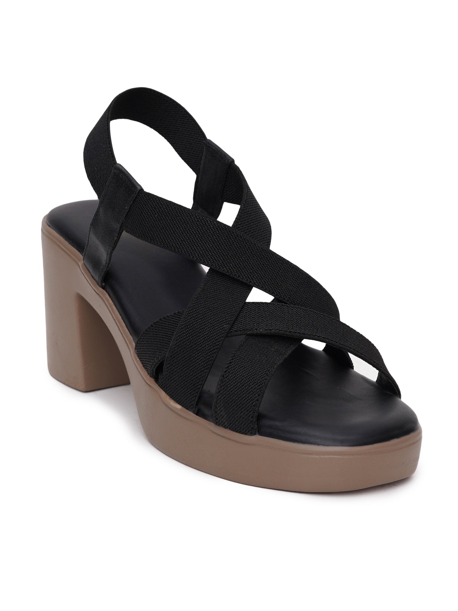 Cross-Strap Chunky Block Heel Sandals