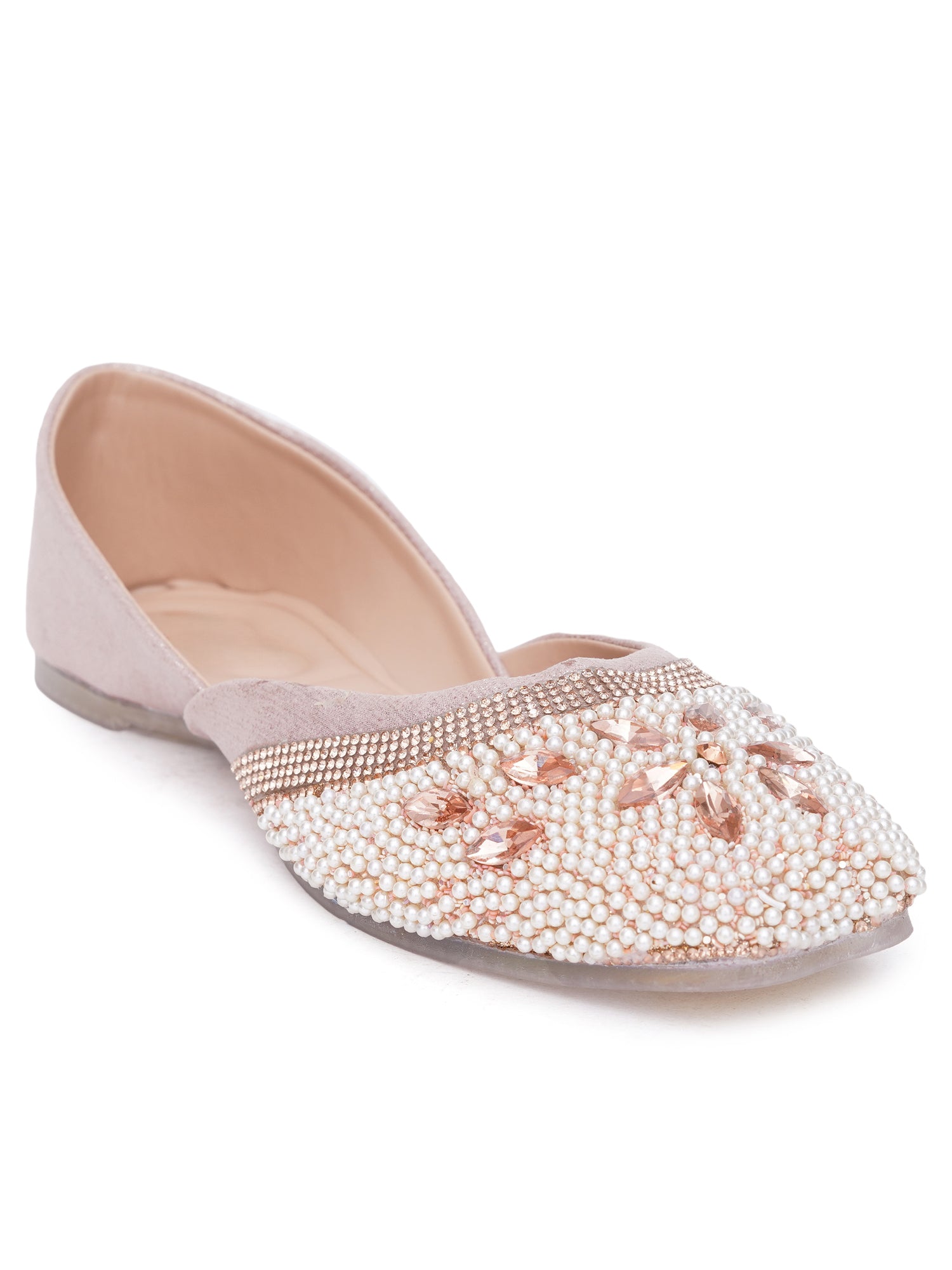 Floral Spark pearls & stone Embellished Ethnic Juttis