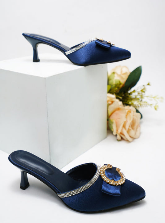 Stylish Pointed Toe Slip-On Heels for Women – Buckle Detail