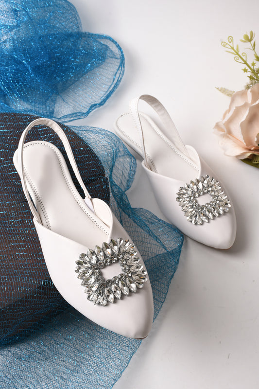 Chic Jewel Buckle Slingback Flats