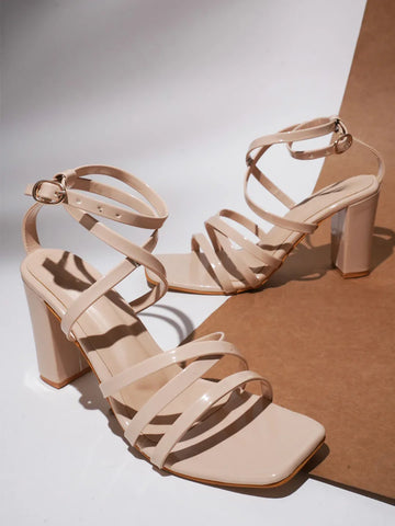 StrapAura Block Heel Sandals