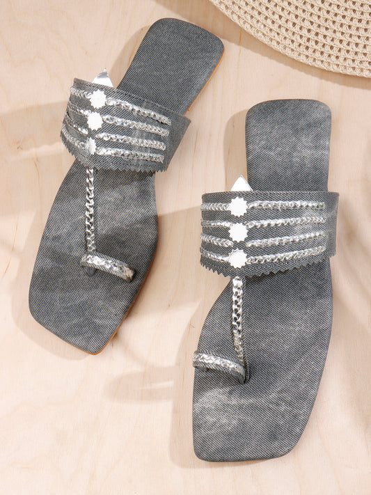 Ethnic Chain Detail Flats