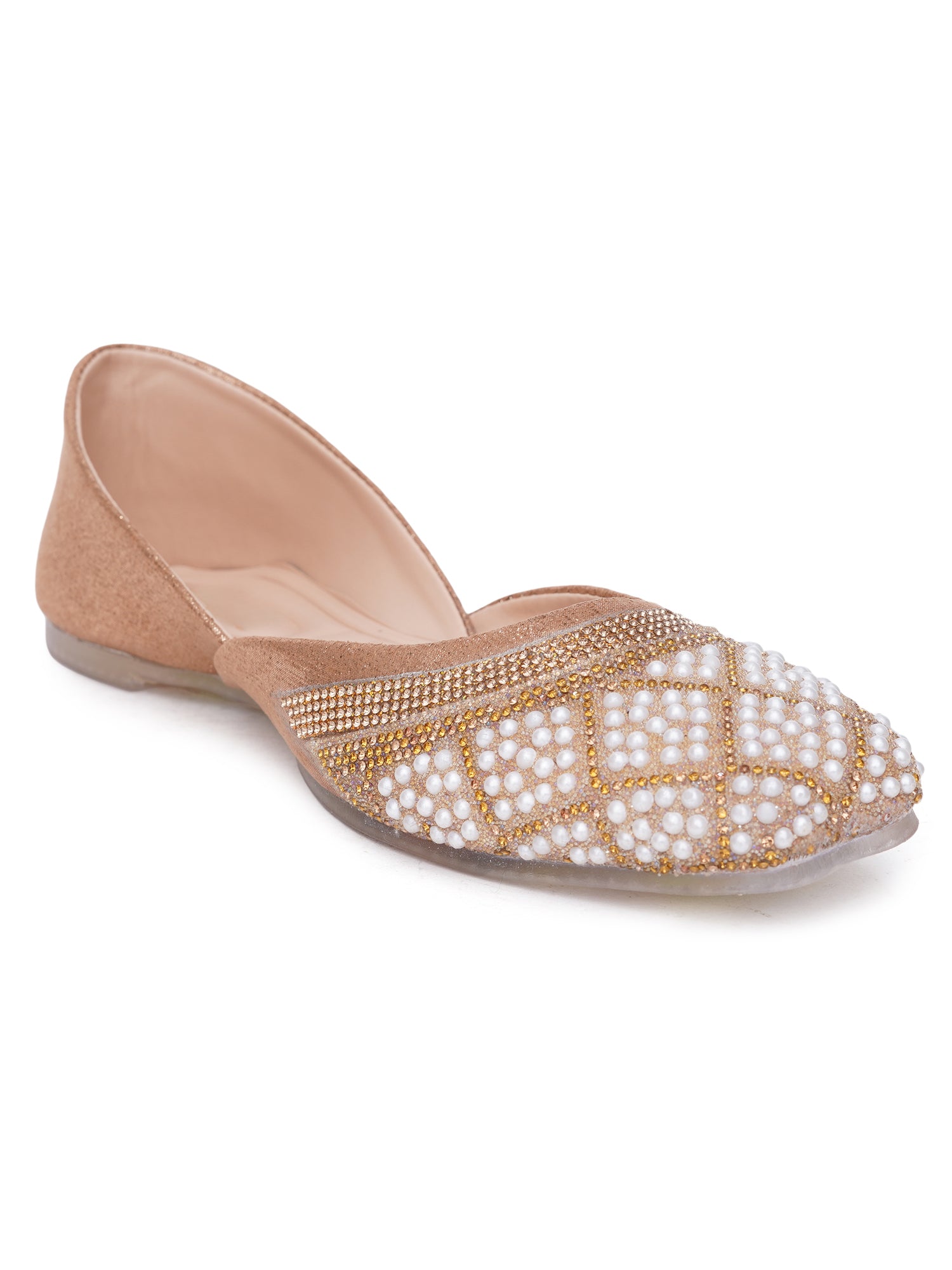 Pearl Muse Square Embellished Desi Juttis