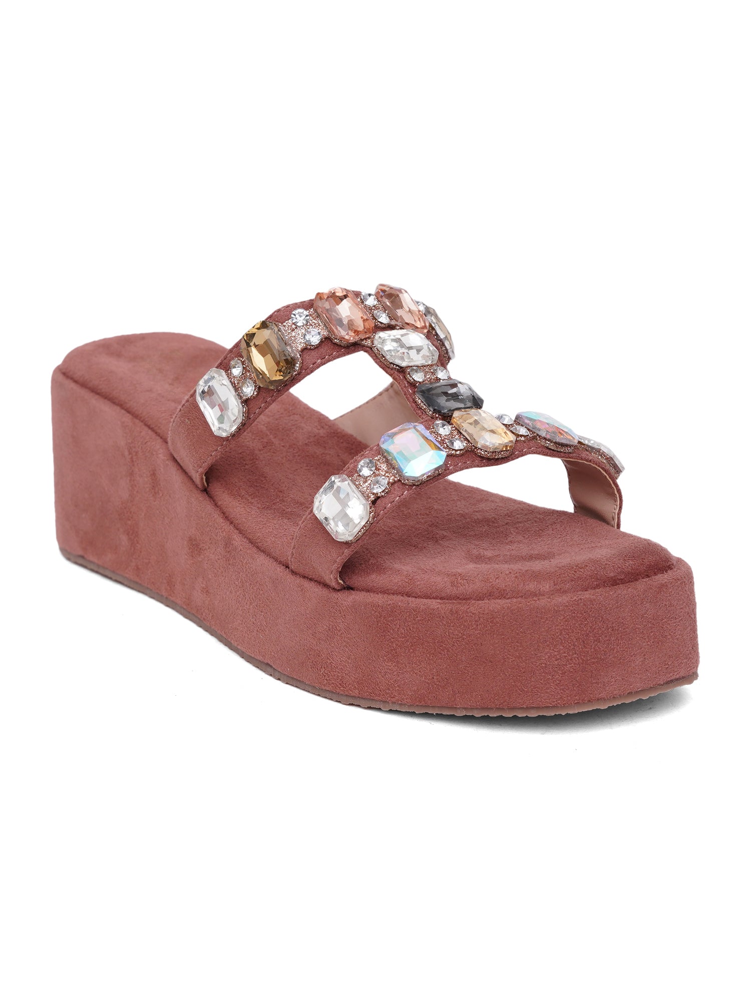 Glam Crystal Strap Wedge Sandals