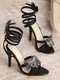 Glam Crystal Flower High Heel Sandals