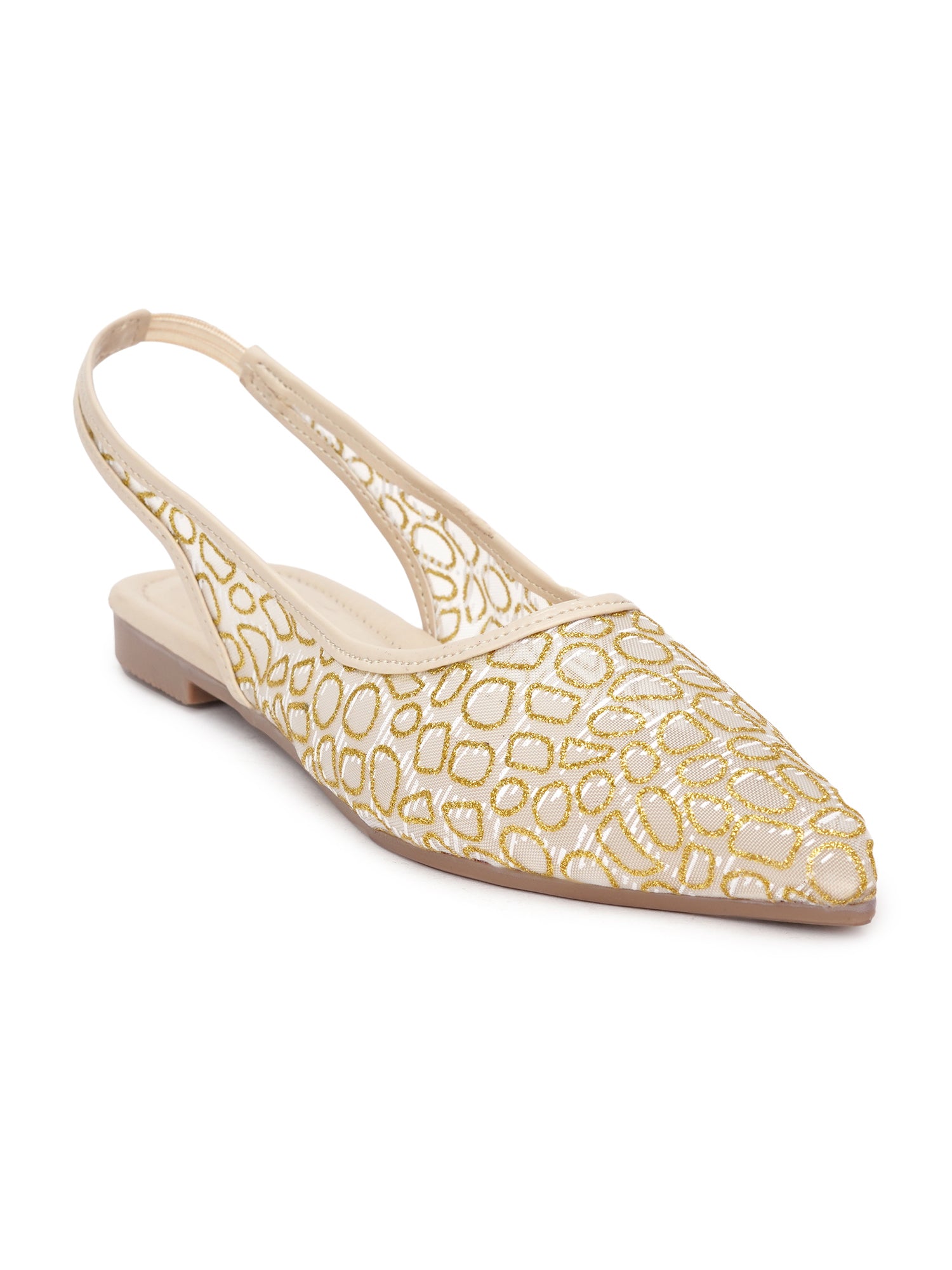 Glitter Embellished Pointed Toe Slingback Mules