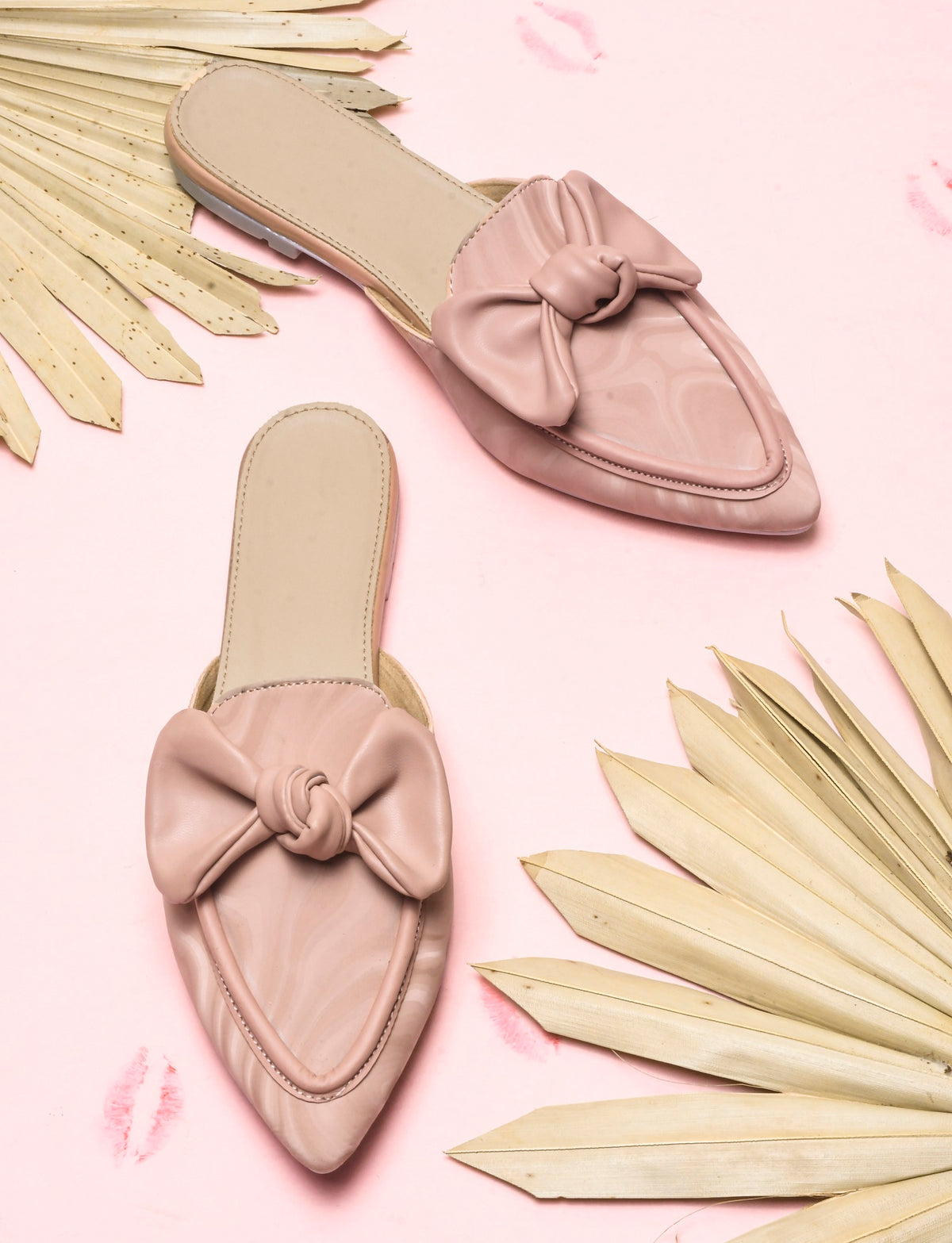 Elegant Bow Accent Pointed Mule Flats for Women