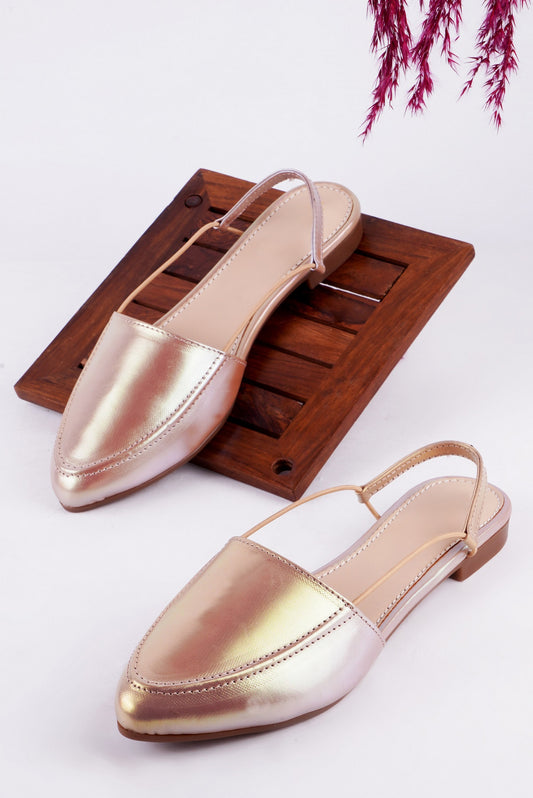 Elegance Metallic Pointed Slingback Flats
