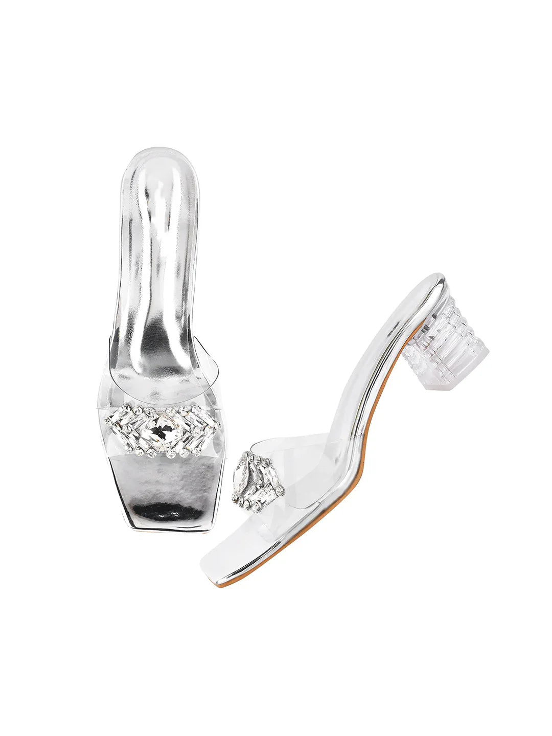 Elegant Crystal Buckle Heels