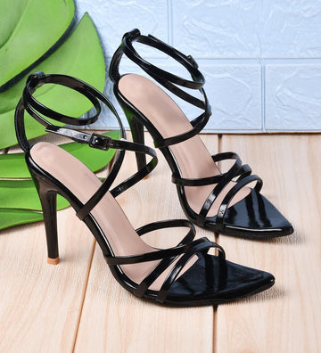 Crimson Cross-Strap Stiletto Heels