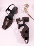 Minimal Strap Casual Block Heel Sandals