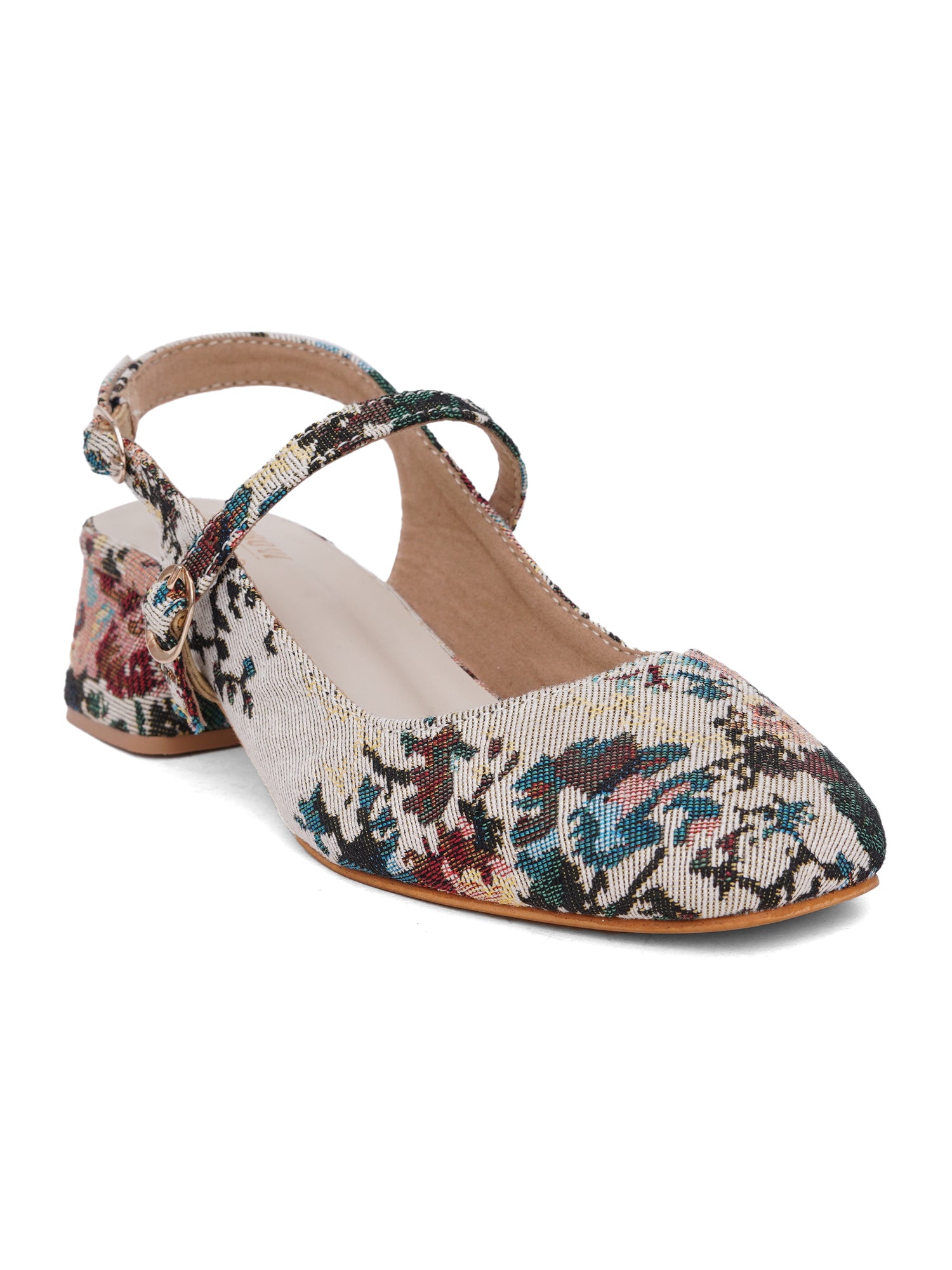 Dazzling Floral Print Mary Jane Block Heels