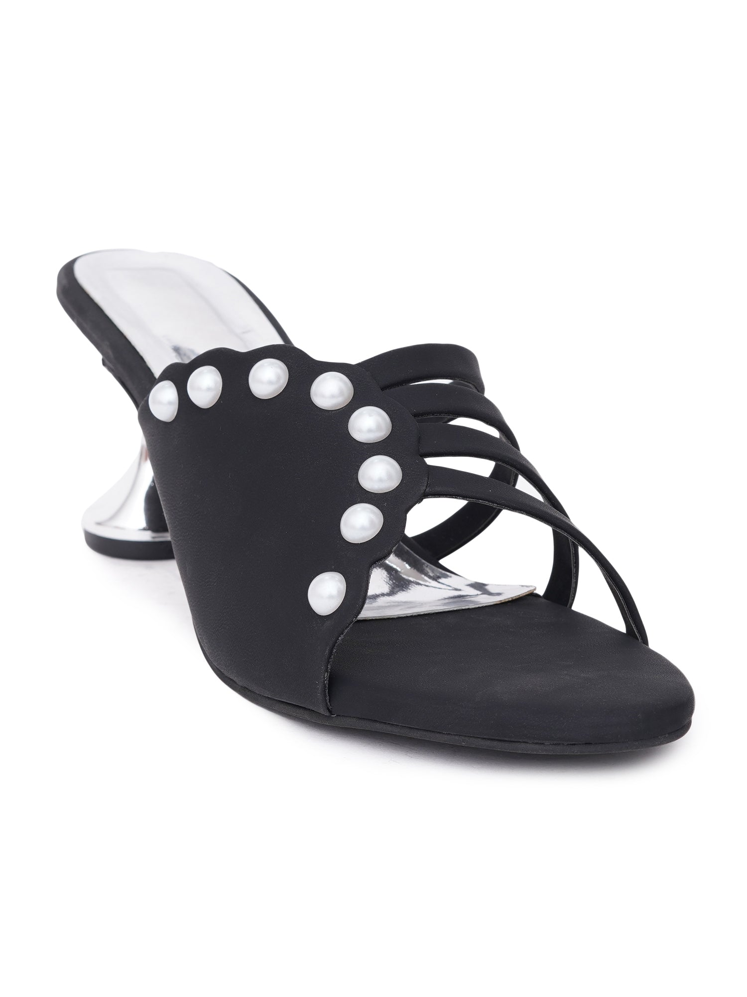 Pearl Embellished Strappy Designer Heel Sandals